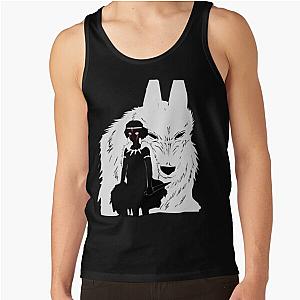 Princess Mononoke - Princess Mononoke And Wolf Illustration - Black And White Tank Top RB2212