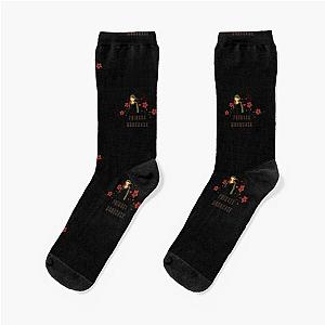 Princess Mononoke - Princess Mononoke Illustration - Black Wolf, Red Flowers Socks RB2212