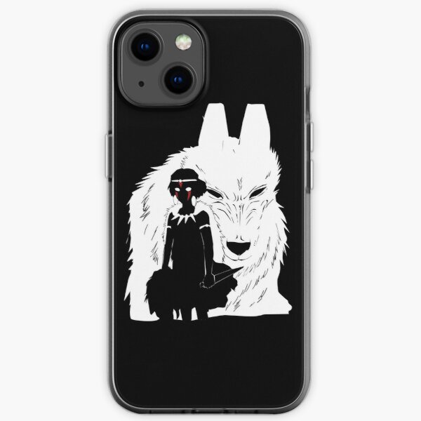 Princess Mononoke And Wolf Illustration - Black And White iPhone Soft Case RB2212 product Offical GHIBLI1 Merch