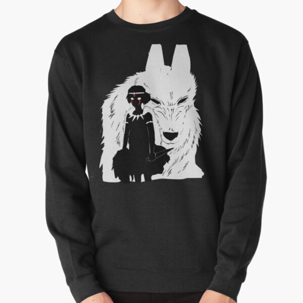 Princess Mononoke And Wolf Illustration - Black And White Pullover Sweatshirt RB2212 product Offical GHIBLI1 Merch