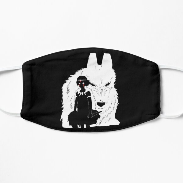 Princess Mononoke And Wolf Illustration - Black And White Flat Mask RB2212 product Offical GHIBLI1 Merch